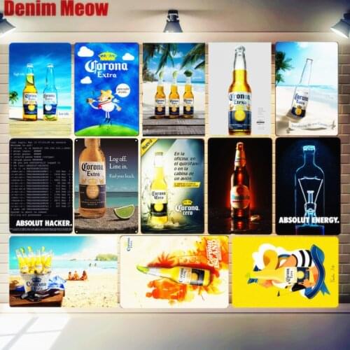 Corona Extra Vintage Metal Tin Sign Absolut Darth Painting Whisky Plate Retro Wall Pub Bar Home Decor Beer Wall Sticker MN118