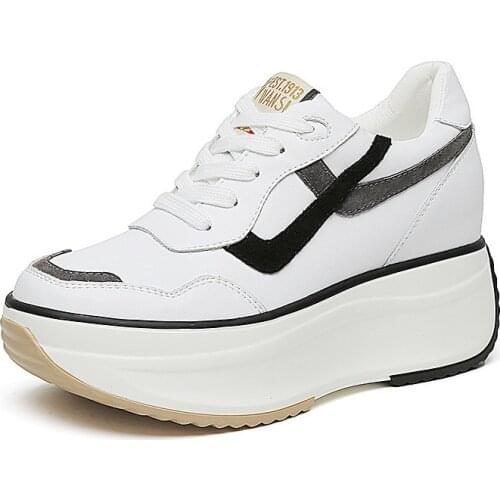 5fujin Genuine Leather Ins Fashion Dad Shoes Chunky Platform Sneakers Running Sport Casual Shoes White Walking Shoes Vulcanized