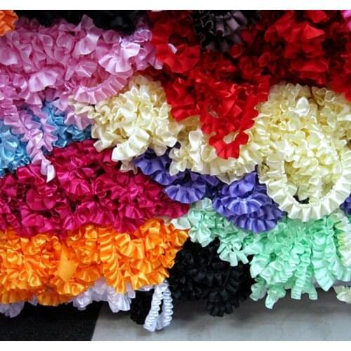 30meters/package pink/white/purple/blue polyester ruffle lace trim 2.5cm Wide Craft DIY Decoration Lace Fabrics - Free Shipping