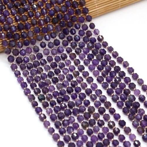 Top Sellings Natural Agates Stone Faceted Beaded Amethysts Loose Stone Beads for Women Making DIY Necklace Accessories Gift 6mm