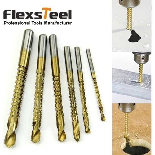 6 Pieces/Set Titanium Coated HSS Saw Drills Bit Set 3/4/5/6/6.5/8MM Woodworking Wood Metal Plastic Cutting Hole Saw Holesaw