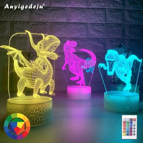 New 3D LED Night Light Lamp Dinosaur Series 7 Color 3D Night light Remote Control Table Lamps Toys Gift For kid Home Decoration