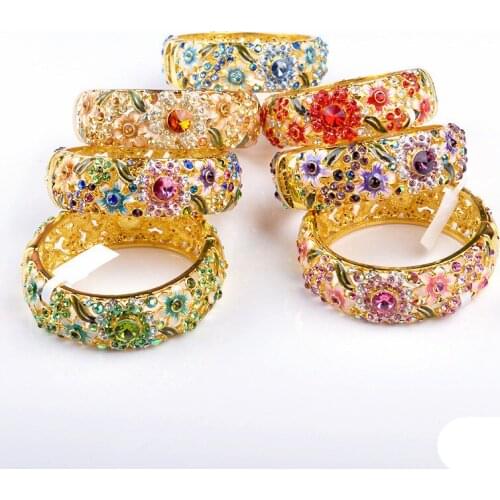 Cloisonne bracelet, 18KGP womens jewelry, double-sided crystal, full circle gift for 1pcs