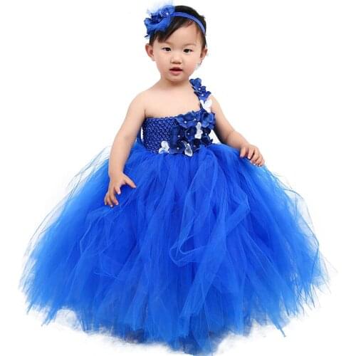 Beach Wedding Flower Girl Dress Cute One Shoulder Teen Prom Dresses for Kids Ankle Length Flower Dress Girl Tutu Dress Ball Gown