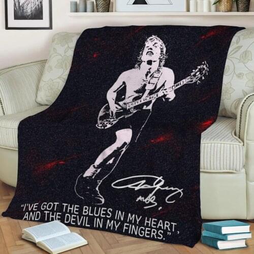 Angus Young 3D Print Plush Blanket Throw On Sofa Home Decor Soft Warmth Washable Nap Blanket Dropshipping