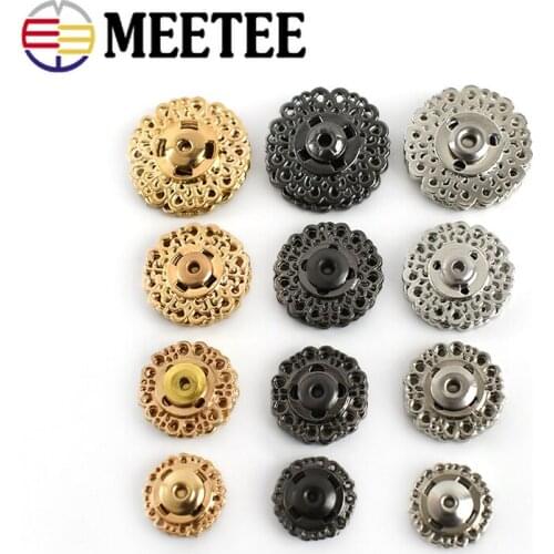 20pcs Hollow Flower 15/18/20/25mm Metal Snap Buttons Invisible Coat Buttons Clasp Fashion Suit Buckle DIY Crafts D2-1