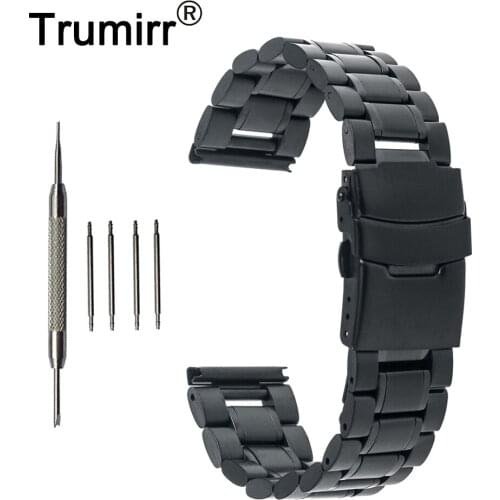 20mm Stainless Steel Watch Band Safety Buckle Strap for Ticwatch 2 42mm Replacement Belt Wrist Bracelet Black Rose Gold Silver