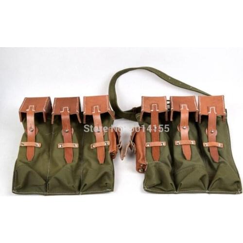 Replica WW2 German MP44 STG 44 Ammo Mag Pouch Canvans&Leather Green