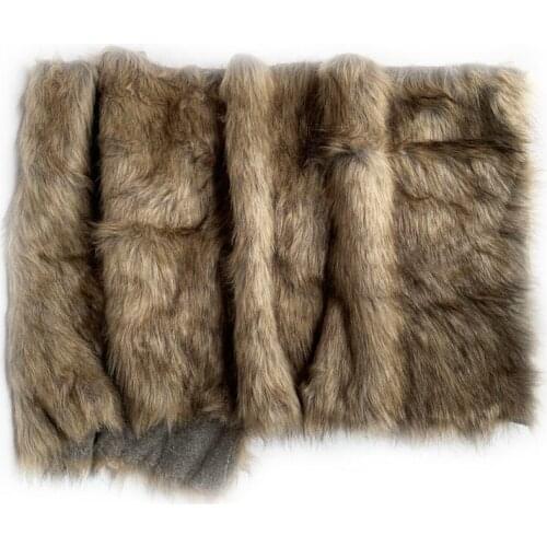 Luxury faux fur sofa couch bay window decoration fabric winter coat collar DIY long hair fur brown color 50cm length