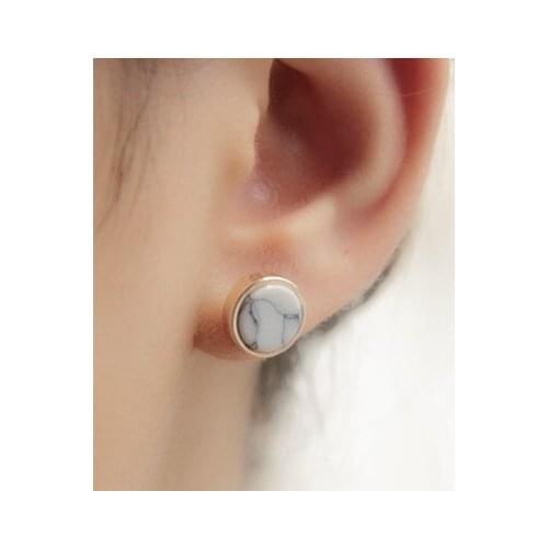 20 pair/ lot fashion jewelry accessories 10mm small round synthetic howlite stone stud earrings for women