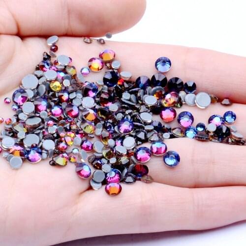 Blue Rainbow Color Hotfix Glass Rhinestones Glue Backing Iron On Strass Diamond Perfect Clothes Shoes Nail Art Decorations
