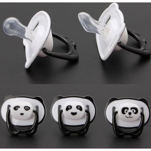 Cute Panda Nipple Dummy Pacifier Baby Food Grade PP Silicone Soother Toddler Orthodontic Nipples with Ring Teether Baby Pacifier