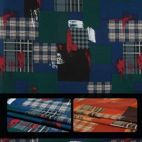 Retro bold color check and plaid print silk blends cotton fabric,slight luster,sewing for dress,skirt,blouse,craft by the yard