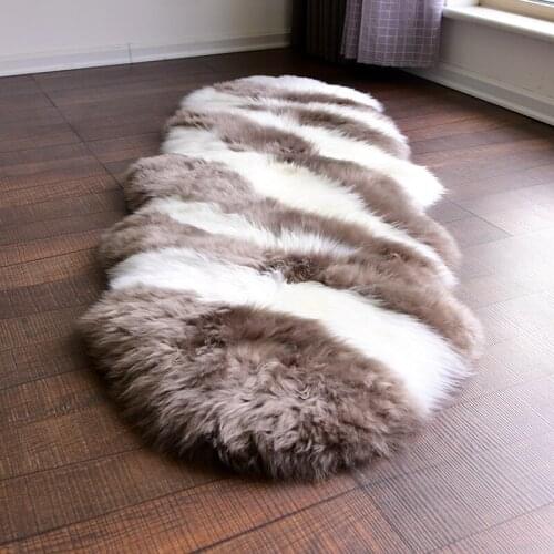 Top Unique design Decorative zebra pattern 60*180cm NewZealand sheepskin rug for bedside carpet sheep fur ovel mat