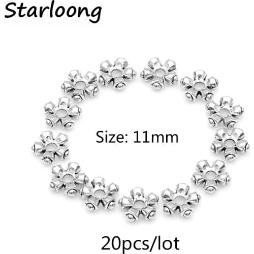 20pcs/lot zinc alloy antique vintage silver plated little flower charm spacer beads DIY jewelry making for necklace bracelet