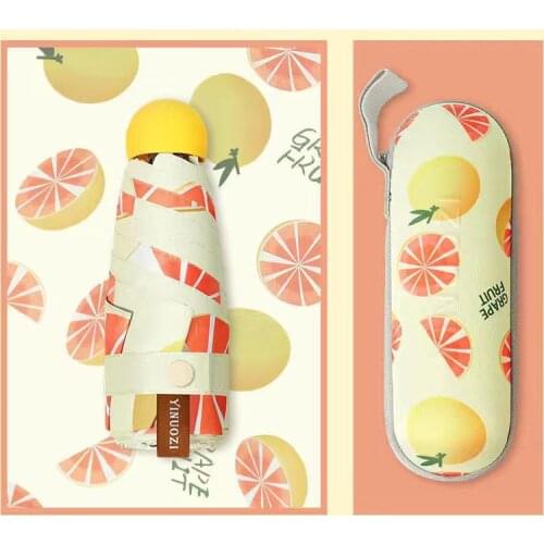 Waterproof Fruit Sun Uv Vinyl Umbrella Lemon Grapefruit Juicy Peach Avocado Small Umbrella Mini Pocket Parasol