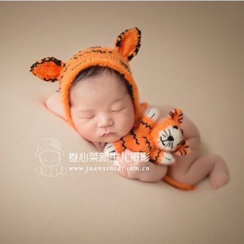 Knitted baby boy bonnet hat Newborn knit bonnet matched toy set photography props Newborn pixie beanie photo props