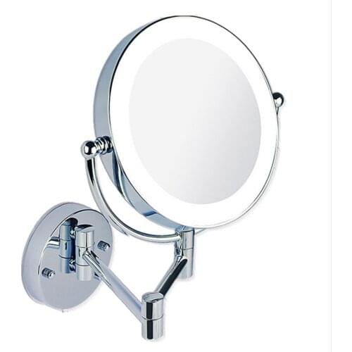 Makeup Mirrors LED Wall Mounted Extending Folding Double Side LED Light Mirror 3x Magnification Bath mirror Toilet Mirror 8inch