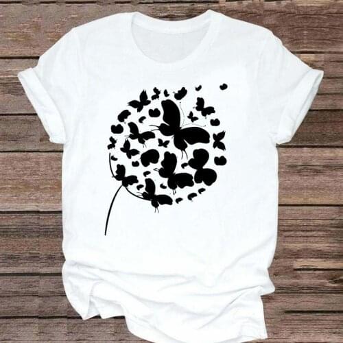Women Butterfly O-neck Style Short Sleeve Fashion 2021 90s Graphic Clothes Tshirt Top Lady Print T Female Tee T-Shirt