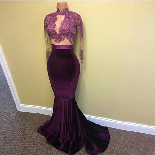 Velvet Mermaid Skirt Custom Made Purple Full Length Maxi Long Skirt with Sweep Train Arabic Women Formal Party Gown NO TOP