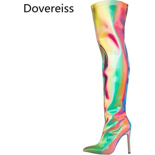 Dovereiss Fashion Womens Shoes Winter Pointed Toe sexy Stilettos Heels new Elegant Over the knee boots Concise Mature 33-48