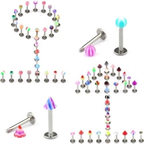 10/20pcs Acrylic Labret Monroe Lip Ring Bar Stud Thread Tragus Helix Ear Piercing Cartilage Earrings for Women Body Jewelry 16G