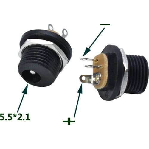 10PCS/LOT 5.5*2.1mm DC Power Socket DC-021 with screws Opening 11mm