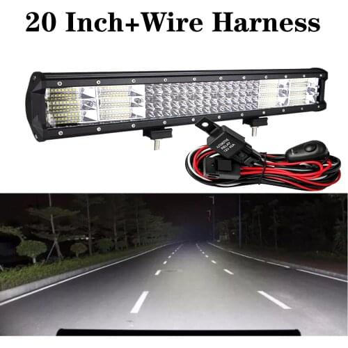 20inch LED Light Bar for Car Tractor Boat OffRoad Off Road +1Pair Engine Hood Car Light Bracket Mount Holder Clamp+Wire harness
