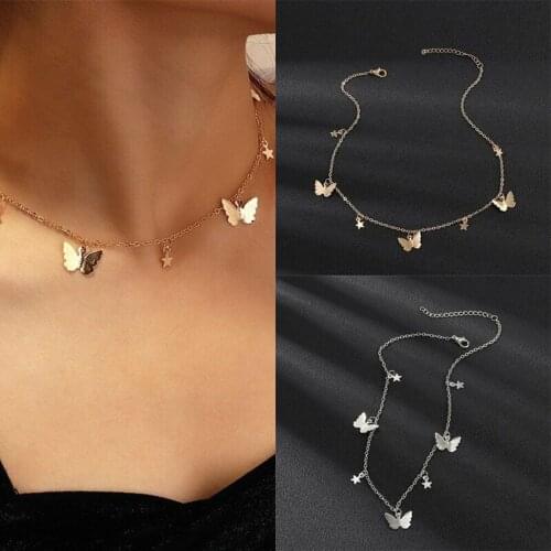 2020 Fashion Butterfly Star Gold Color Silver Color Choker Pendant Necklace Clavicle Chain Women