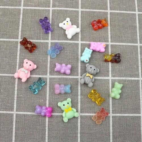 30pcs Different style Cute Resin Bear Ornaments DIY Crafts Supplies Phone Shell Patch Arts Headwear Hair Accessories Materials