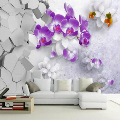 3D Wallpaper for Walls 3d Photo Silk Murals Wallpaper Customization Background for Living Room Butterfly orchid stereo beautiful