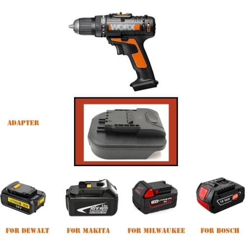 Power Tool Converter Adapter for bosch BAT 18V li-ion Battery to WORX 20V 4-Pin old orange tool use