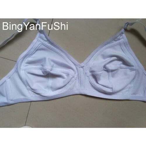 Unlined white bra women underear sexy lingerie cotton bralette plus size 36 38 40 42 44 46 48 50 C D E F G cup full cover bh C01