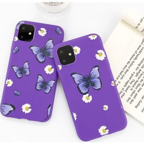 For iPhone X Soft Silicone Daisy Butterfly Case For iPhone 11 Pro XS Max 6 6S Plus 7 8 Plus XR 5S SE 2020 Shockproof Back Cover