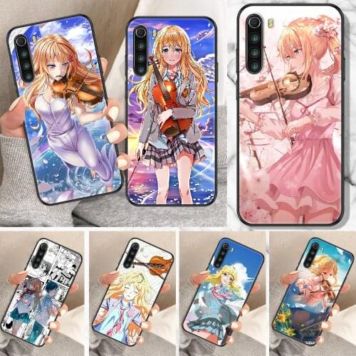 Your Lie in April Anime Phone Case For Xiaomi Redmi Note 7 8 9 10 7A 8T 9A 9T 9S 10S Pro black soft cell cover tpu shell 3D