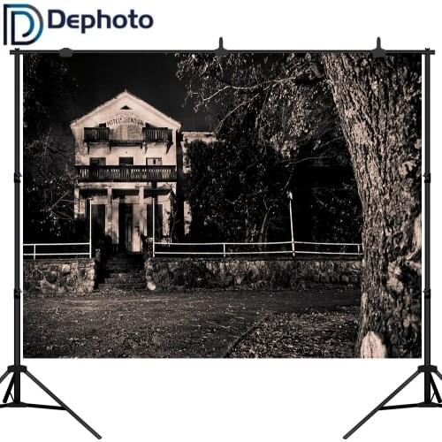 Dephoto Halloween Haunted House Photography Backdrop Dark Night Background Scary Party Banner Decor Portrait Photo Booth Studio