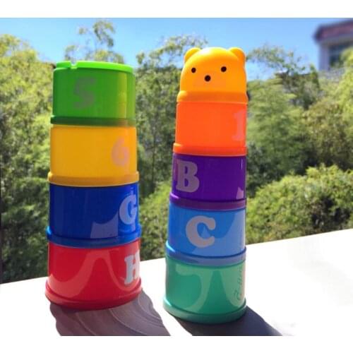 Baby Stacking Cup Toys Early Educational Intelligence Toy Rainbow Color Folding Tower Toys Baby Kid Children Gift Stacking Block