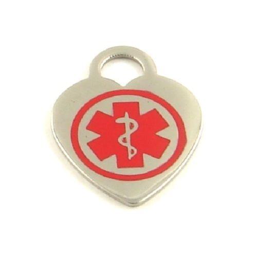 Low price Stainless Medical ID Heart Charm Custom Engraving Red Emblem tag hot sales Engraved medical dog tags