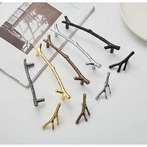 KK&FING Modern Tree Branch Silver Cabinet Handles and Knobs Kitchen Cabinet Handles Drawer Knobs Wardrobe Door Pulls Hardware