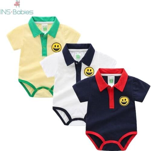 New Baby Bodysuit Summer Girls Jumpsuit Short Sleeve Climbing Clothing Korean Fashion Pure Cotton Babies Clothes For Boys Infant