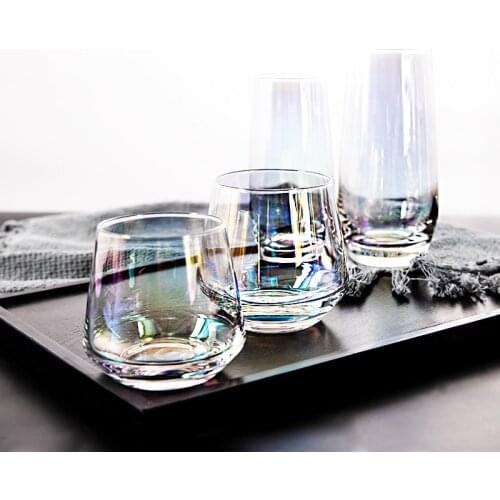 Milk Coffee Tea Cup Transparent Rainbow Glass Cup Lead-free Crystal Cup Juice Creative Wine Glass Drink Cup Heat-Resistant Mug