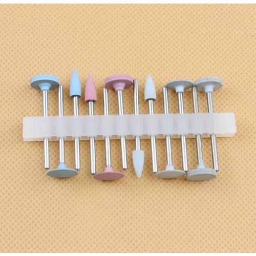 Dental Porcelain Teeth Polishing Kit for Low-Speed Handpiece Light Curing Resin Polish Silicon Rubber Grinding Head Materials