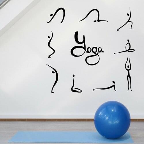 Yoga Posture Wall Sticker Pose Fitness Gym Yoga Studio Interior Art Decoration Vinyl Window Glass Decal Healthy Life Mural S1433