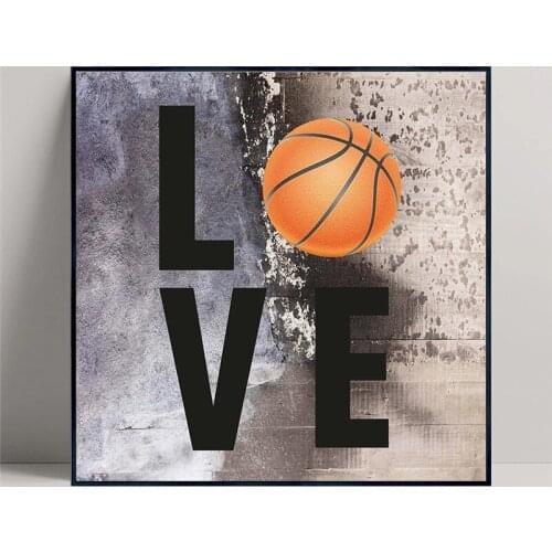 Basketball ball wall print poster love sign ball wall art love sports basketball lovers canvas modern home decoration painting