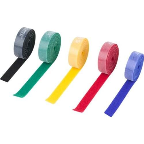 5 Roll Self Adhesive Reusable Cable Tie Nylon Fastener Hook and Loop Strap Cord Ties1.5cmx1M Hook Loop Magic Tape,CBT-5S