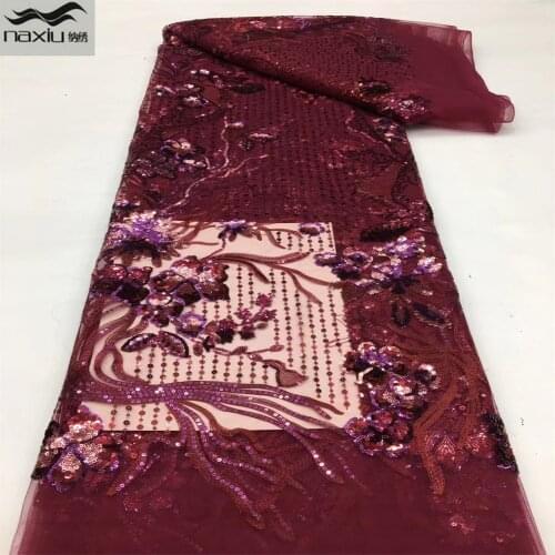 Madison New Arrivals African Sequins Lace Fabric 2021 High Quality Lace Nigerian French Mesh Lace Fabric 5 Yards For Dress
