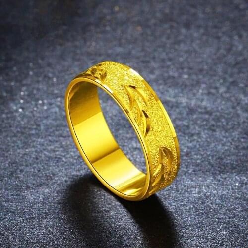 Mens Womens Wedding Bands Ring 18K Gold Couple Jewelry Simple Style Engrave Rings Size 7-12