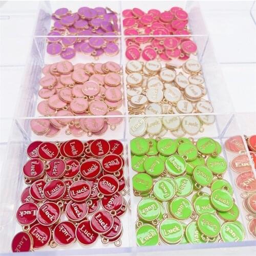 Peixin 12*14mm Cute Alphabetr Lucky Pendant DIY Bracelet Jewelry Making Charm Double-sided Colorful Letters Handmade Accessories