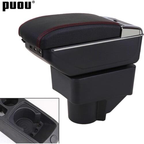 Armrest box For Ford Fiesta Dual layer Central Store Centre Console box with cup holder ashtray USB Charging Car decor