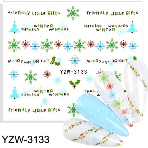 YWK Christmas Series Watermark Nail Water Transfer Sliders Nail Stickers For Nails DIY Manicures Wraps
